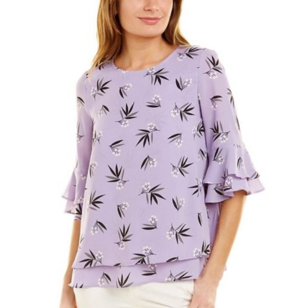 Anne Klein Ladies Size Large Light Lavender Combo Top